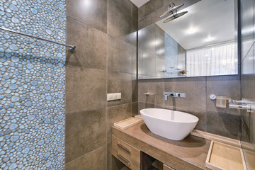 Naklejka na ściany i meble Russia,Moscow region - bathroom interior in new luxury country house
