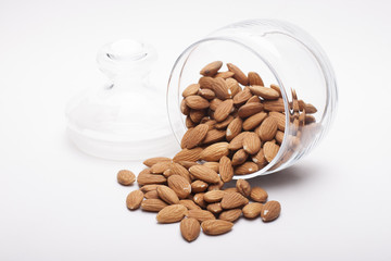 Almonds in a jar of glass
