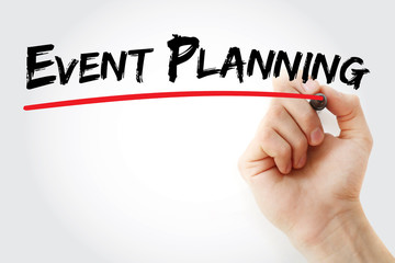 Hand writing event planning with marker, concept background