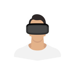 Man wearing virtual reality glasses. Vector illustration.