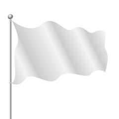 Blank white flag isolated on white background.