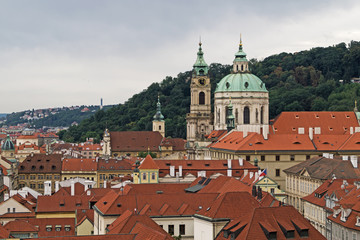 Obraz premium Classic cityscape in Prague, with red tile roofs.