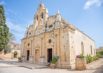 Fototapeta na wymiar Venetian baroque church of the famous Arkadi Monastery at Crete