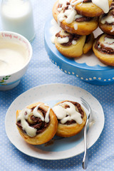 chocolate roll with glaze .selective focus.