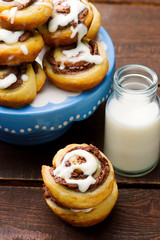 chocolate roll with glaze .selective focus.