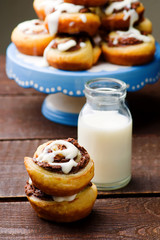 chocolate roll with glaze .selective focus.