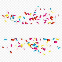 Colorful Confetti banner isolated on white. Confetti explosion banner with place for text on transparent