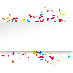 Colorful Confetti banner isolated on white. Confetti explosion banner with place for text