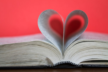 Book pages in the shape of a heart