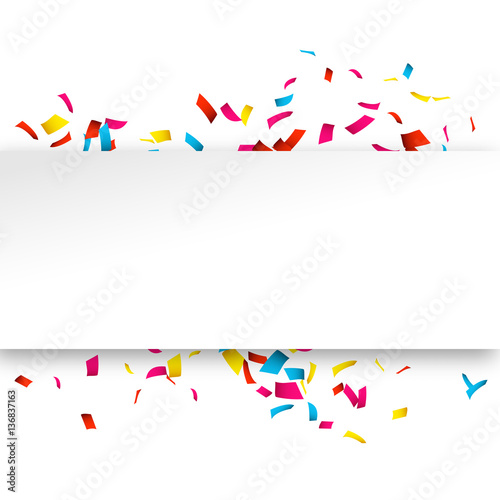 "Colorful Confetti banner isolated on white. Confetti explosion banner