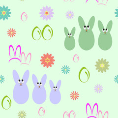 seamless background with silhouettes of Easter bunnies
