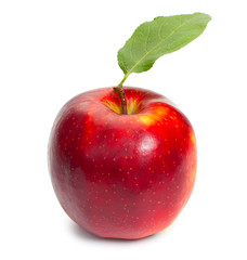 Red apple isolated on a white background, close-up.