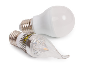 Set of 2 energy saving LED light-emitting diode bulbs, with sock