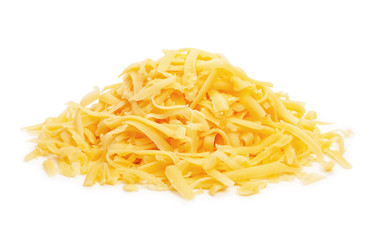 Heap of grated cheese isolated on a white background - Powered by Adobe