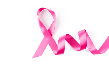 Pink breast cancer ribbon isolated