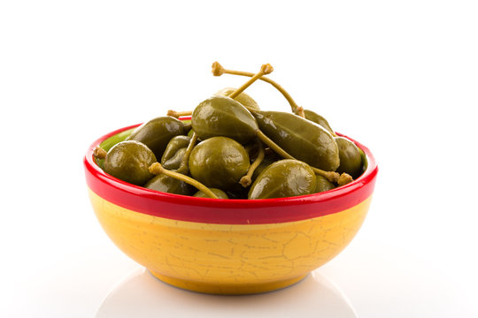 Bowl of canned capers
