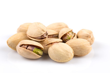 Heap of salted pistachio nuts