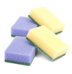 Sponges for washing and cleaning of kitchen ware, isolated on a