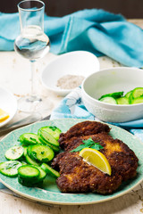 Pork Cutlets Viennese.selective focus