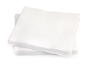 Fototapeta na wymiar Heap of white paper napkins isolated on white background, close-