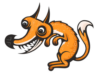 Real crazy fox. Cartoon Vector Image. EPS 10