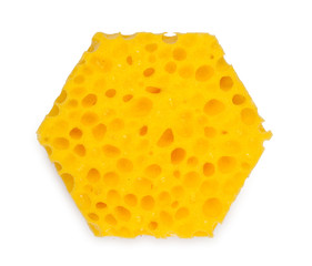 Unusual, hexagonal sponge for washing and cleaning of kitchen wa