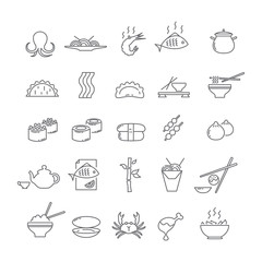 Set of icons with Asian food.