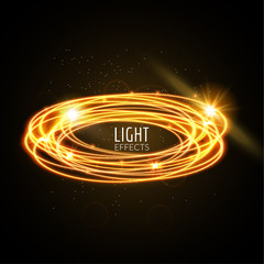 Light effects rings. Motions glowing lines with particles. Modern style. Shining lines