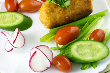 Chicken cordon bleu with vegetables