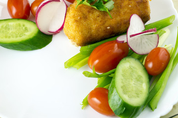 Chicken cordon bleu with vegetables