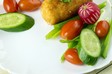 Chicken cordon bleu with vegetables