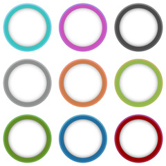 Set of vector colorful round banners. Abstract vector shapes for design. Banners with sample text.