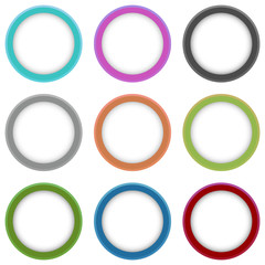 Set of vector colorful round banners. Abstract vector shapes for design. Banners with sample text.