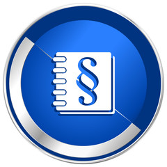 Law  percent blue silver metallic web and smartphone vector icon isolated on white background
