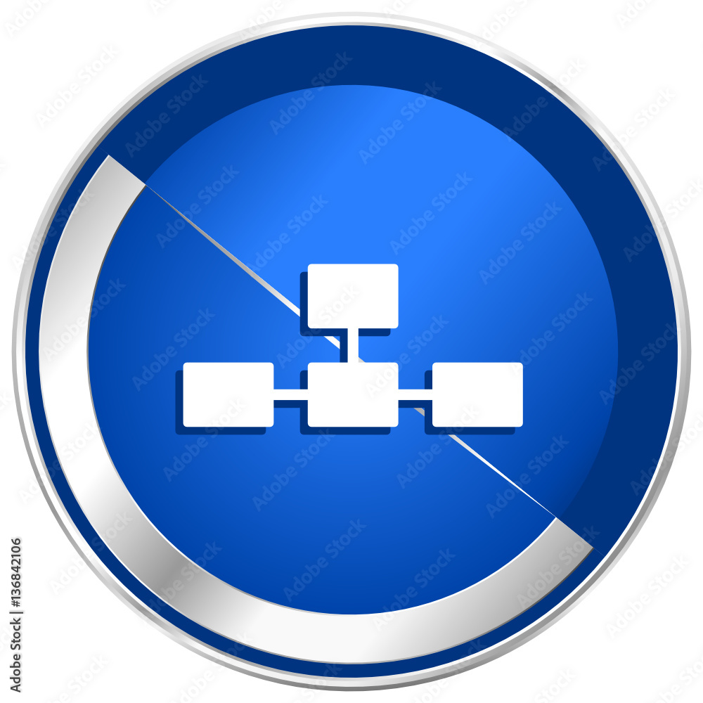Poster Database blue silver metallic web and smartphone vector icon isolated on white background
