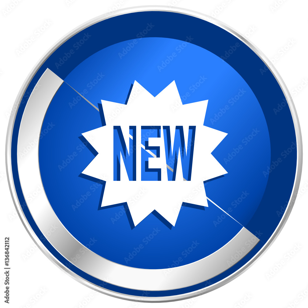 Poster new blue silver metallic web and smartphone vector icon isolated on white background