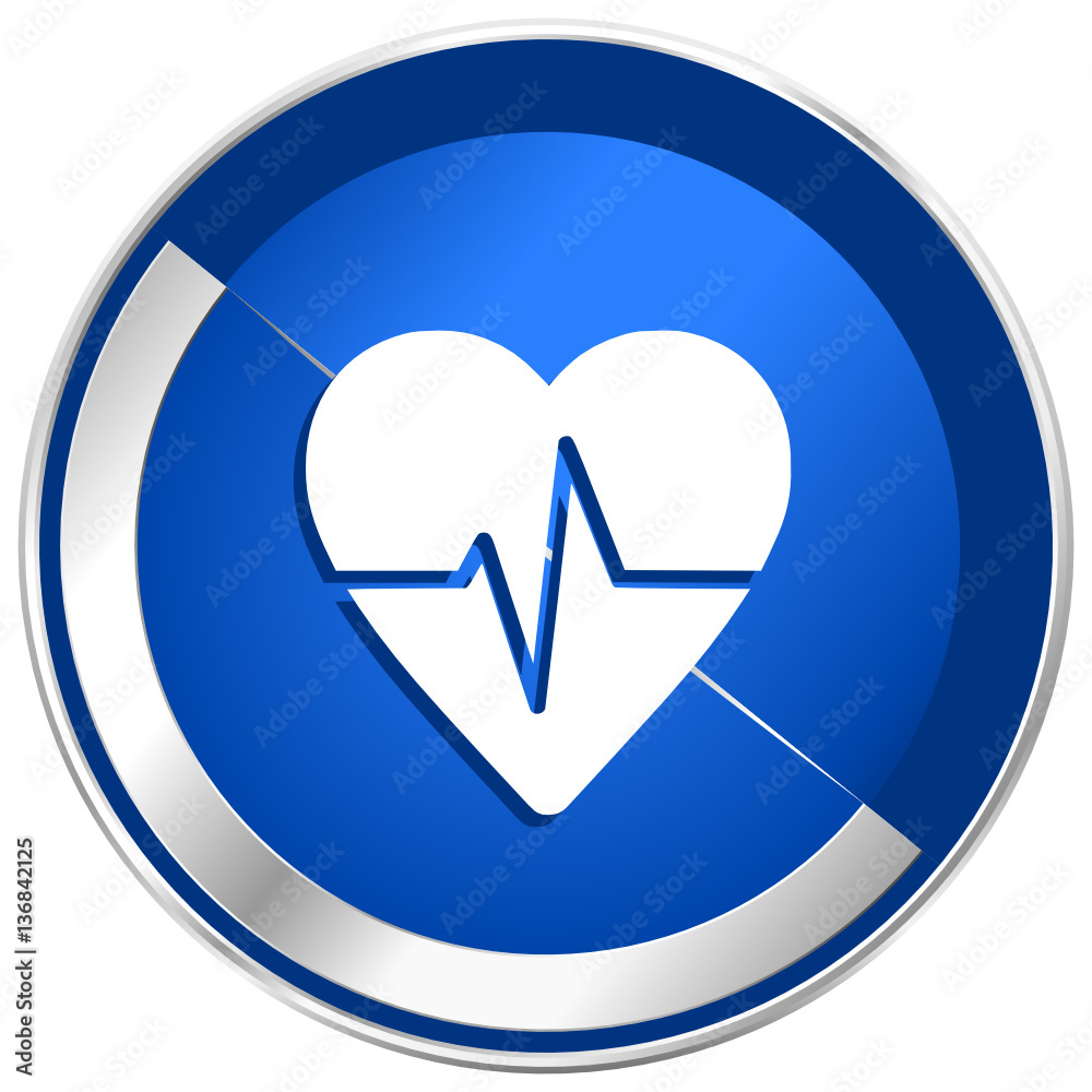 Aufkleber pulse blue silver metallic web and smartphone vector icon isolated on white background