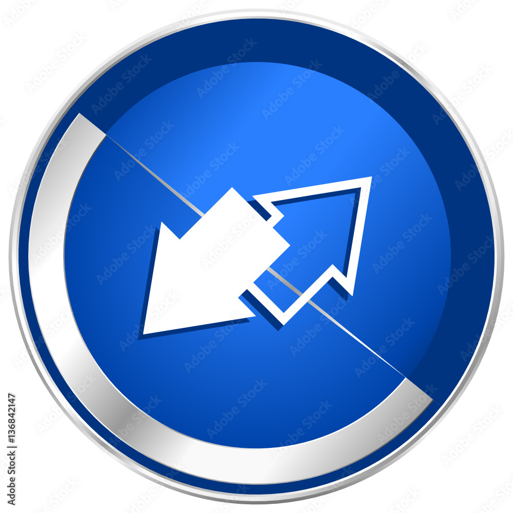 Poster exchange blue silver metallic web and smartphone vector icon isolated on white background