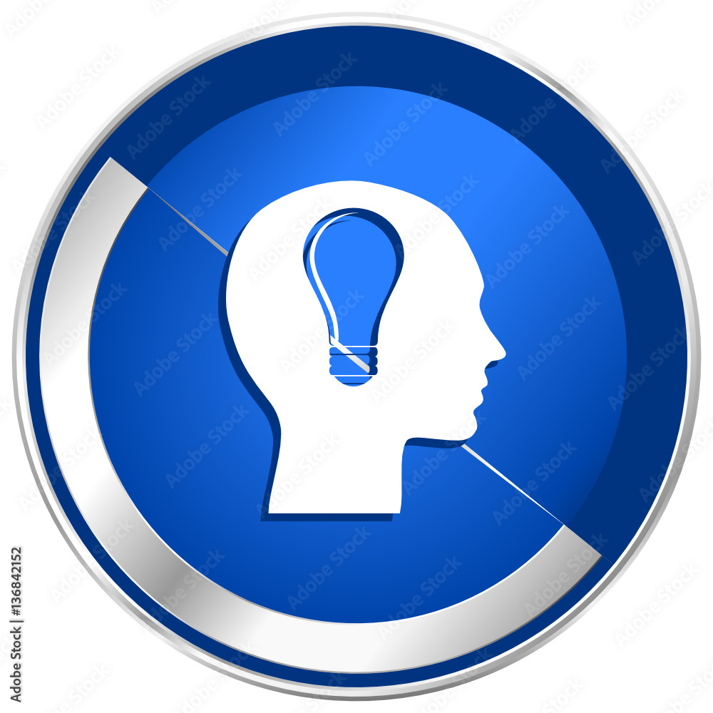 Poster head blue silver metallic web and smartphone vector icon isolated on white background