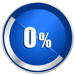 0 percent blue silver metallic web and smartphone vector icon isolated on white background
