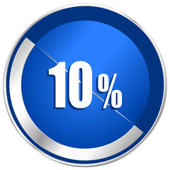 10 percent blue silver metallic web and smartphone vector icon isolated on white background

