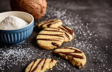 Coconut cookies with chocolate glaze