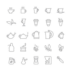 Icon set with tea and coffee.