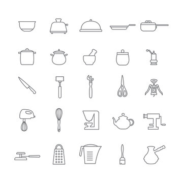 Icons with kitchen appliances.