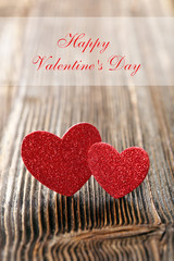 valentines day card with two hearts and text happy valentines da
