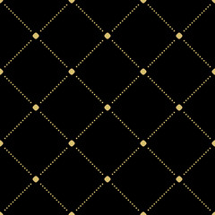 Geometric black and golden dotted vector pattern. Seamless abstract modern texture for wallpapers and backgrounds