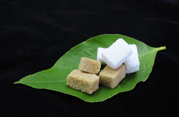 Brown and white sugar