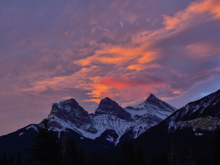 Three Sisters Mountains at Sunrise