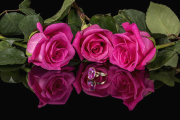 Beautiful pink roses and ring to match