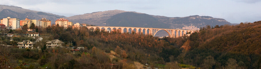 Railway bridge on the city of Isernia, Molise, Italy